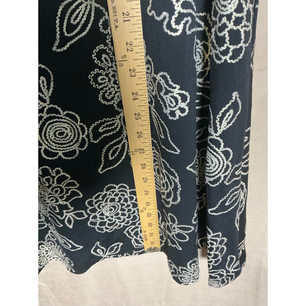 Nina Leonard Dress Womens Small Black Floral 3/4 Sleeve Excellent Scoop Neck - Picture 11 of 13
